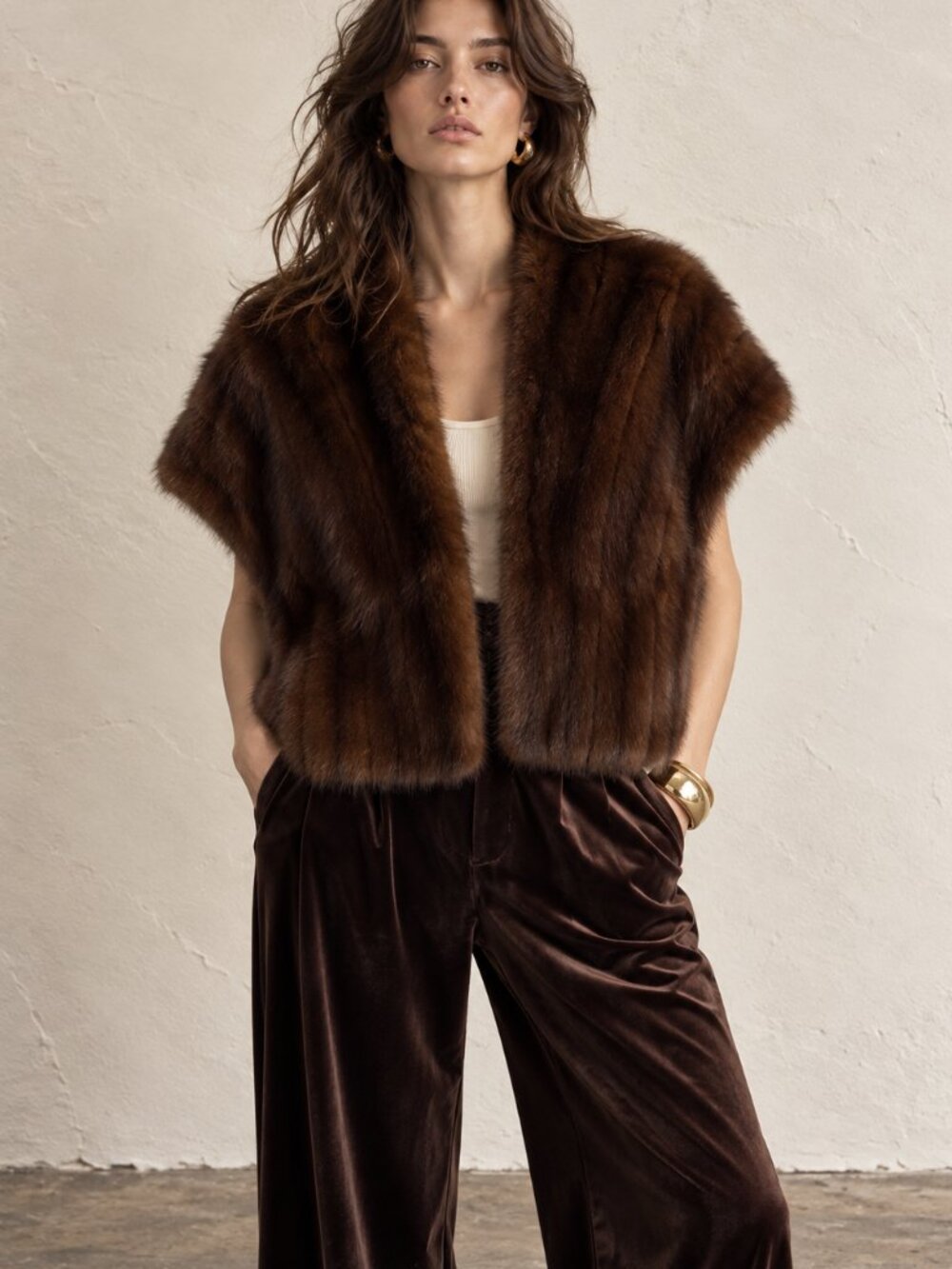 Vintage 40s 50s Brown Fur Capelet Stole